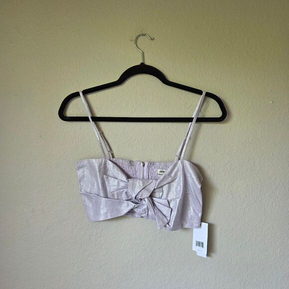 NWT Jason Wu Luminous Lavender Shimmery Tie Front Crop Top Small - Picture 2 of 8
